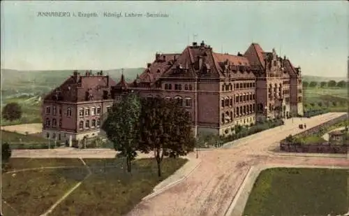 Ak Annaberg Buchholz im Erzgebirge, Königliches Lehrer-Seminar, historische Architektur, farbi...