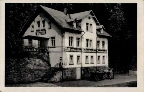 Ak Antonsthal Breitenbrunn im Erzgebirge, Etablissement Waldschlösschen, Restaurant, Gebäude m...