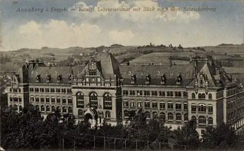 Ak Annaberg Buchholz im Erzgebirge, Königliches Lehrerseminar, Blick nach Schreckenberg, histo...