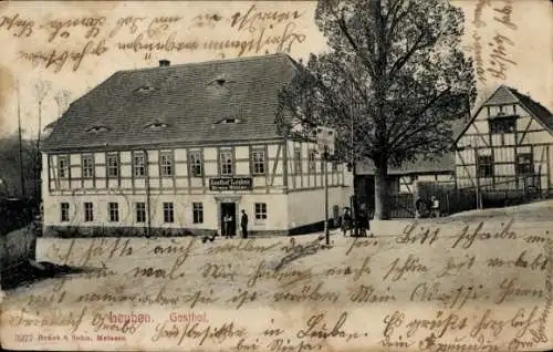 Ak Leuben Nossen in Sachsen, Historisches Gebäude, Gasthof, älteres Architekturdesign, handsch...