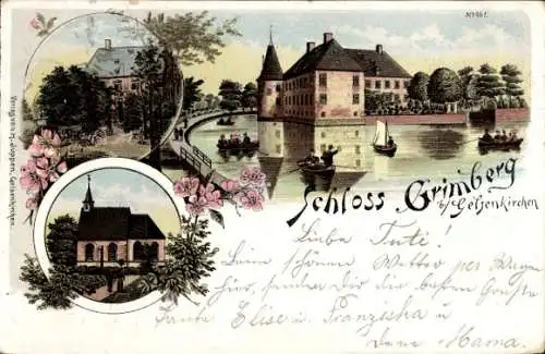 Litho Bismarck Gelsenkirchen im Ruhrgebiet, Schloss Grimberg, Kirche