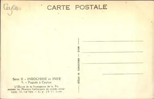 CPA Ceylon Sri Lanka, Pagode