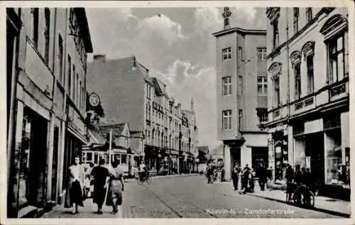 Ak Kostrzyn nad Odrą Cüstrin Ostbrandenburg, Zorndorfer Straße, Geschäfte