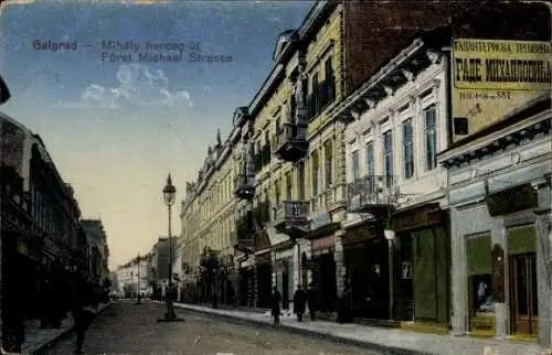 Ak Beograd Belgrad Serbien,  Mihály herceg-ut, Fürst Michael Straße, Tel. 887