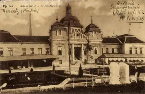 Ak Novi Sad Újvidék Neusatz Serbien, Historisches Gebäude, Artesisches Bad, neoklassizistische...