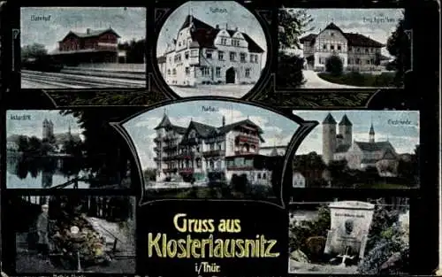 Jugendstil Ak Bad Klosterlausnitz in Thüringen, Rathaus, Kurhaus, Klosterkirche, Bahnhof