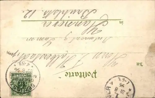 Litho Berlin, Gewerbe-Ausstellung 1896, Alt Berlin, Spandauer Straße, Gerichtslaube, Spandauer Tor