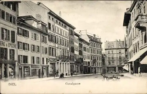 Ak Biel Bienne Kt. Bern, Canalgasse, Gebäude, historische Architektur