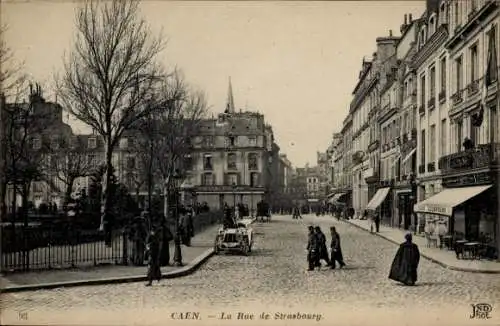 Ak Caen Calvados, Rue de Strasbourg