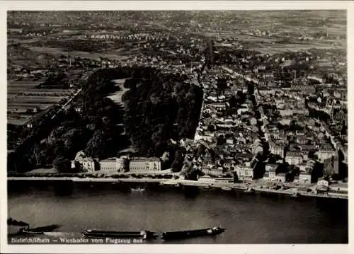 Ak Biebrich am Rhein Wiesbaden, Fliegeraufnahme