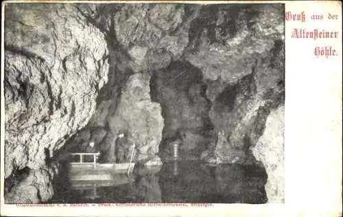 Ak Altenstein Bad Liebenstein, Altensteiner Höhle, Boot