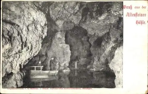 Ak Altenstein Bad Liebenstein, Altensteiner Höhle, Boot