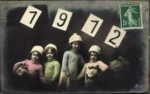 Ak Neujahr, Jahreszahl 1912, Kinder