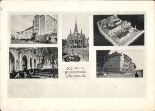 Ak Liberec Reichenberg in Böhmen, 100 Jahre Krankenhaus