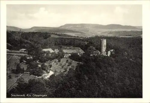 Ak Ruine Staufeneck Salach im Filstal, Fliegeraufnahme