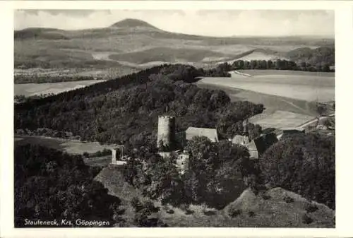 Ak Ruine Staufeneck Salach im Filstal, Fliegeraufnahme