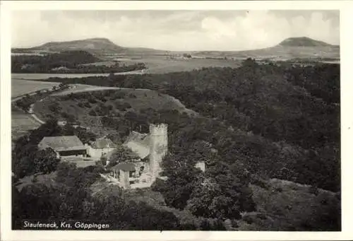 Ak Ruine Staufeneck Salach im Filstal, Fliegeraufnahme