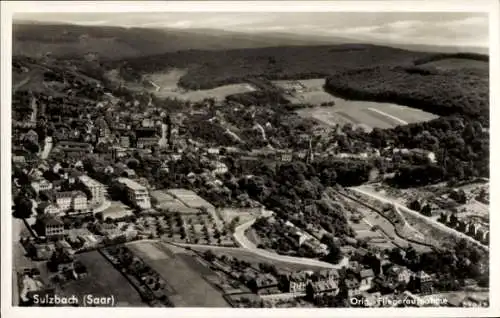 Ak Sulzbach im Saarland, Fliegeraufnahme, Stadtpanorama