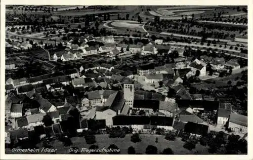 Ak Ormesheim Mandelbachtal im Saarland, Fliegeraufnahme