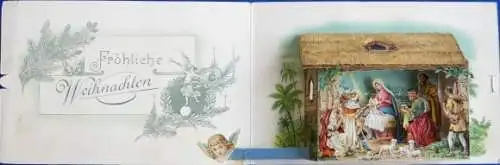 Klapp Ak Glückwunsch Weihnachten, Heilige Familie, Engel