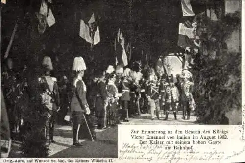 Ak Besuch Vittorio Emanuele III., König Viktor Emanuel III. von Italien bei Kaiser Wilhelm II., 1902