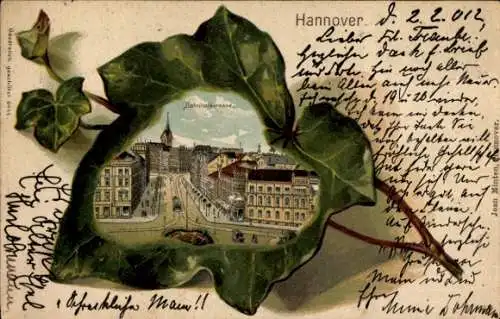 Präge Efeublatt Litho Hannover in Niedersachsen, Bahnhofstraße