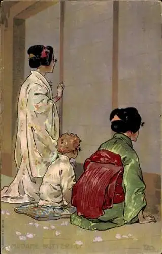 Künstler Ak Madame Butterfly, Menschen in japanischen Trachten