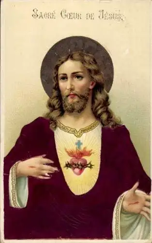 Präge Ak Jesus, Gemaltes Porträt