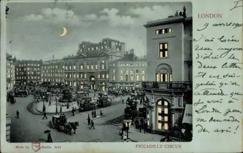 Halt gegen das Licht Mondschein Litho London City England, Piccadilly Circus