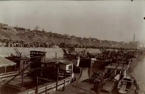 Foto Ak Brăila Rumänien, Teilansicht, Hafen, Schiffe