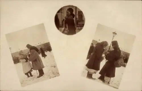 Foto Ak Stryj Stryi Ukraine, Deutscher Soldat Kurt Kirchhof, Frauen in Wintermänteln, 1. WK