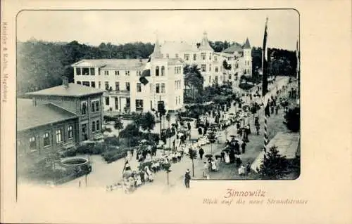 Ak Ostseebad Zinnowitz auf Usedom, Neue Strandstraße, Festzug