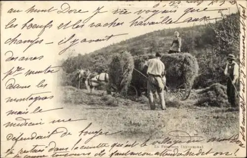 Ak Bauern bei der Heruernte, Auvergne