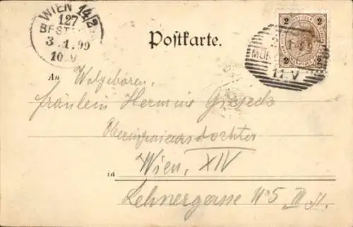 Ak Fröhliches Neujahr, Nachtwächter mit Horn und Laterne