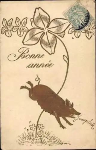 Präge Ak Glückwunsch Neujahr, Schwein