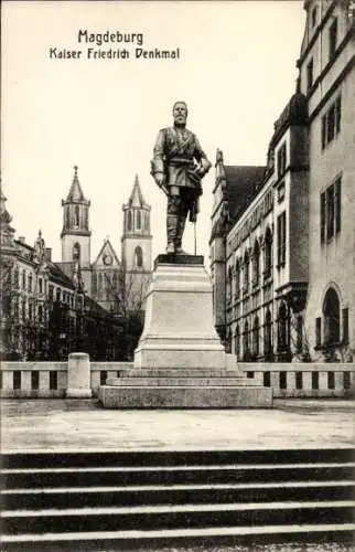 Ak Magdeburg an der Elbe, Kaiser Friedrich Denkmal