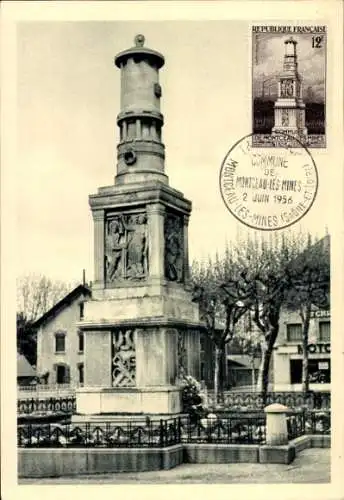 Ak Montceau les Mines Saône et Loire, Bergarbeiterdenkmal