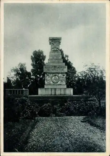 Ak Billy Montigny Pas de Calais, Denkmal auf deutschem Mil.-Friedhof bei Arras, 1. bayr. Inf. Div.