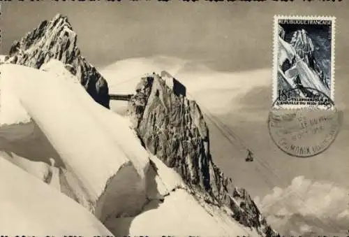 Ak L'Aiguille du Goûter Haute Savoie, Bergbahn auf den  der höchste der Welt (3842m).