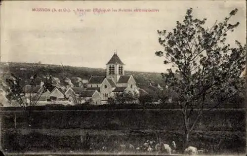 Ak Moisson sur Seine Yvelines, MOISSON (S. et O.) - Vue sur l'Eglise et les Maisons environnantes