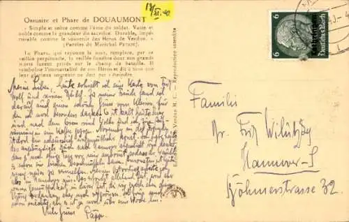 Ak Douaumont Lothringen Meuse, Ossuaire, Phare