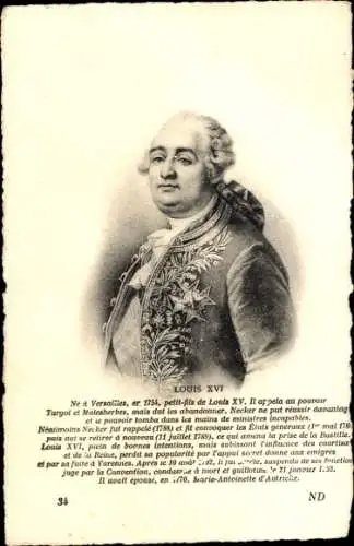 Ak König Ludwig XVI., Portrait