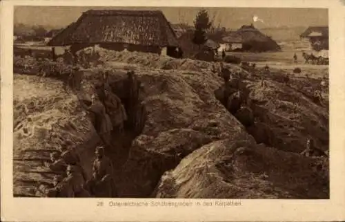 Ak Karpathen, Österreichische Schützengräben, KuK-Armee, I. WK