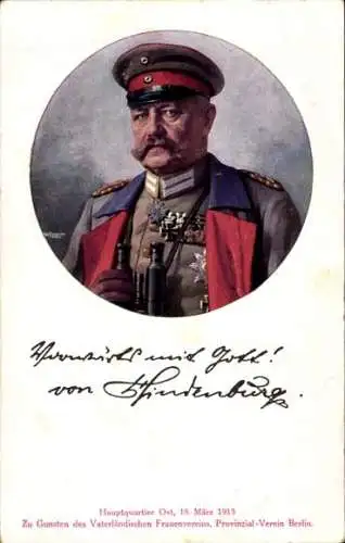 Ak Generalfeldmarschall Paul von Hindenburg, Porträt in Uniform