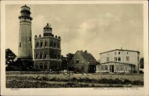 Ak Arkona Altenkirchen Rügen, Leuchtturm und Hotel