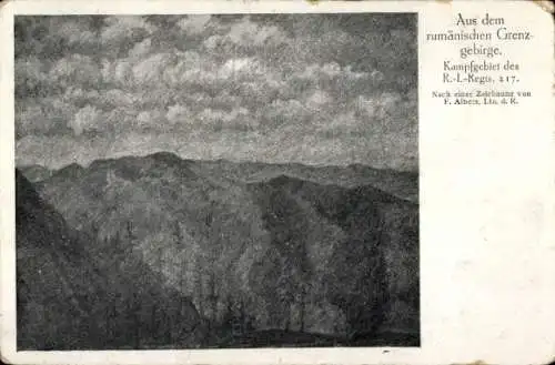 Künstler Ak Albers, Aus dem rumänischen Grenzgebirge, Kampfgebiet des Infanterie-Regiments 217