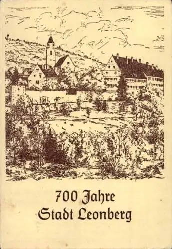 Künstler Ak Mueller, Albert, Leonberg im Kreis Böblingen, Blick auf Stadt und Kirche