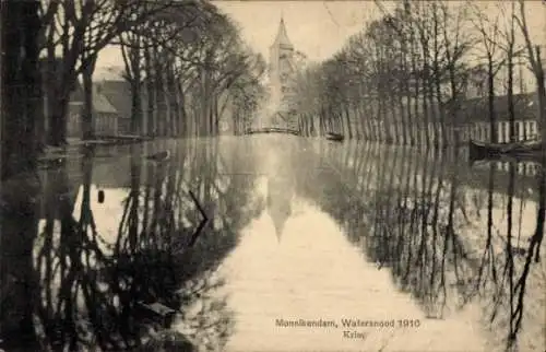 Ak Monnikendam Waterland Nordholland Niederlande, Watersnood 1916, Krim