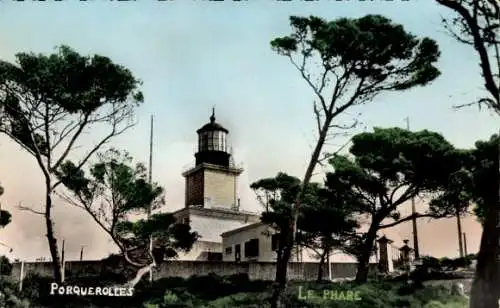 Ak Île de Porquerolles Îles d’Hyères Var, Blick auf den Leuchtturm