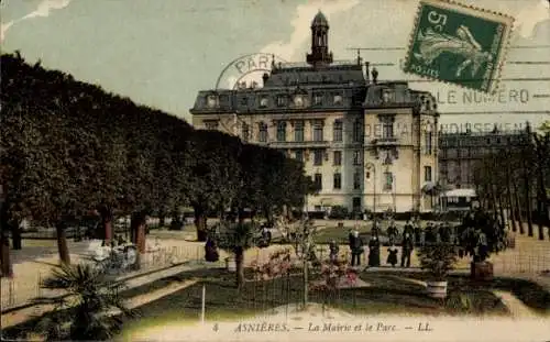 Ak Asnières sur Seine Hauts-de-Seine, Mairie, Parc